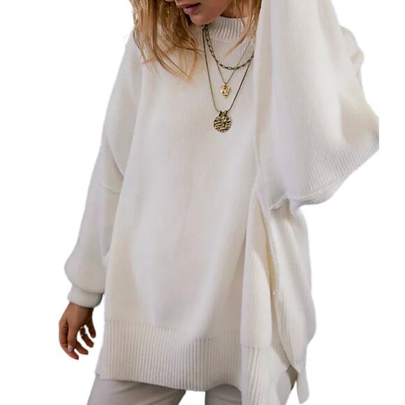 Free People Easy Street Tunic Painted White Oversized Medium - Picture 2 of 8